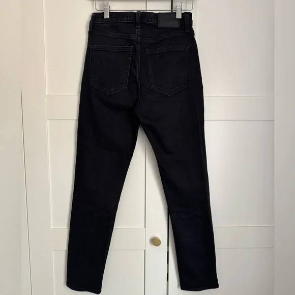 Aritzia Denim Forum The Yoko High Rise Slim Black Straight Jeans Size 25 - Picture 8 of 11